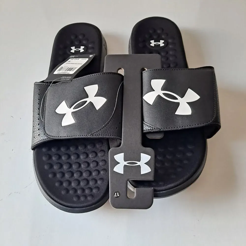 NWT Under Armour UA Ignite Pro Flip Flop Slide Sandals Black Mens Casual Size 17